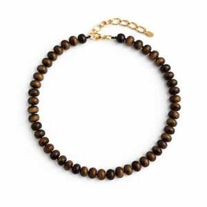 Tiger's Eye Brown Natural Stone Beaded Necklace